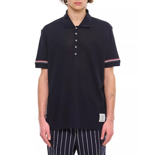 Thom Browne Ribbed Cuff Polo Shirt Black 