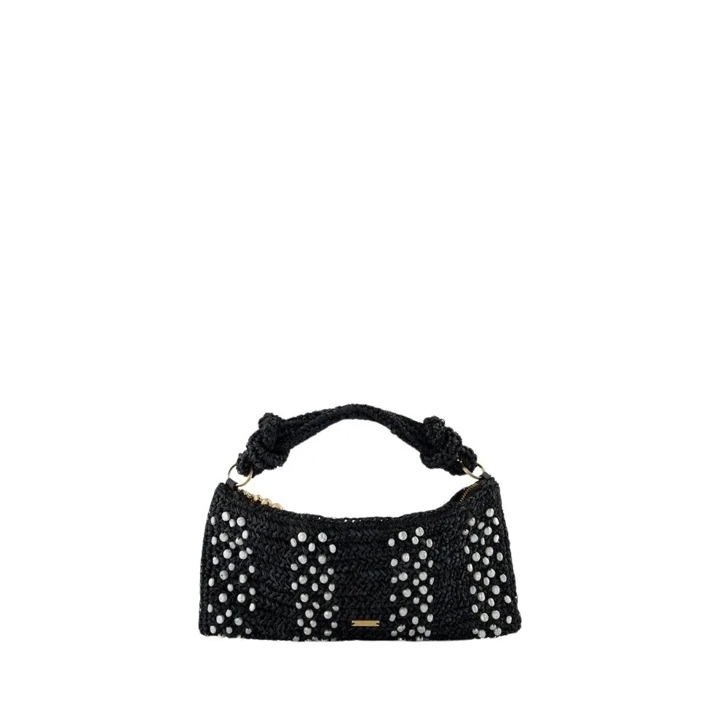 Cult Gaia Hera Nano Shoulder Bag Raffia Black Black Schultertasche