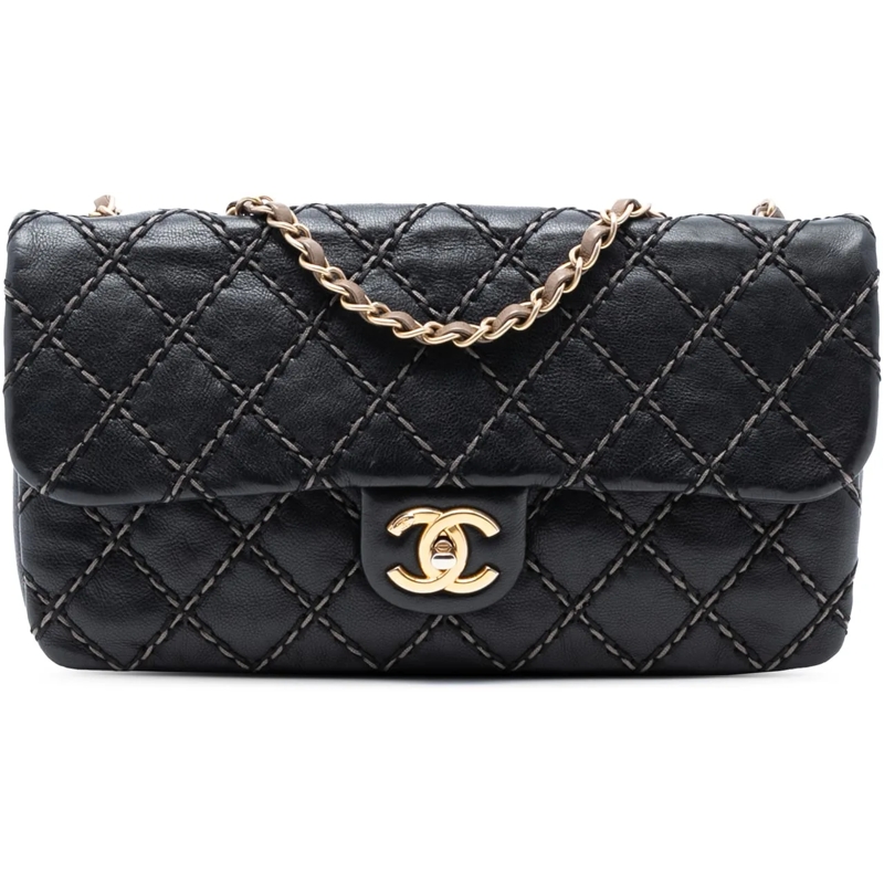 Chanel Schultertasche Paris Dallas Quilted Calfskin Chic Stitch Flap schwarz