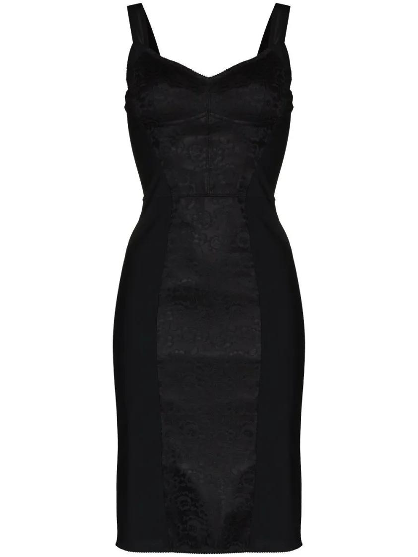 Thumbnail - Dolce&Gabbana - Fitted Dress With Textured Panels - Größe 36 - schwarz