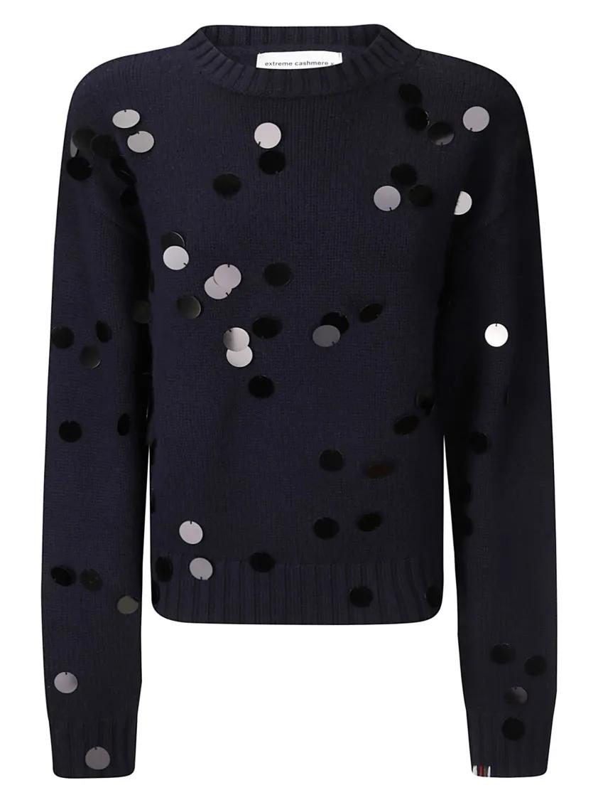Thumbnail - Extreme Cashmere - Heavy Sweater With Hand-Embroidered Sequins - Größe ONE SIZE - blau