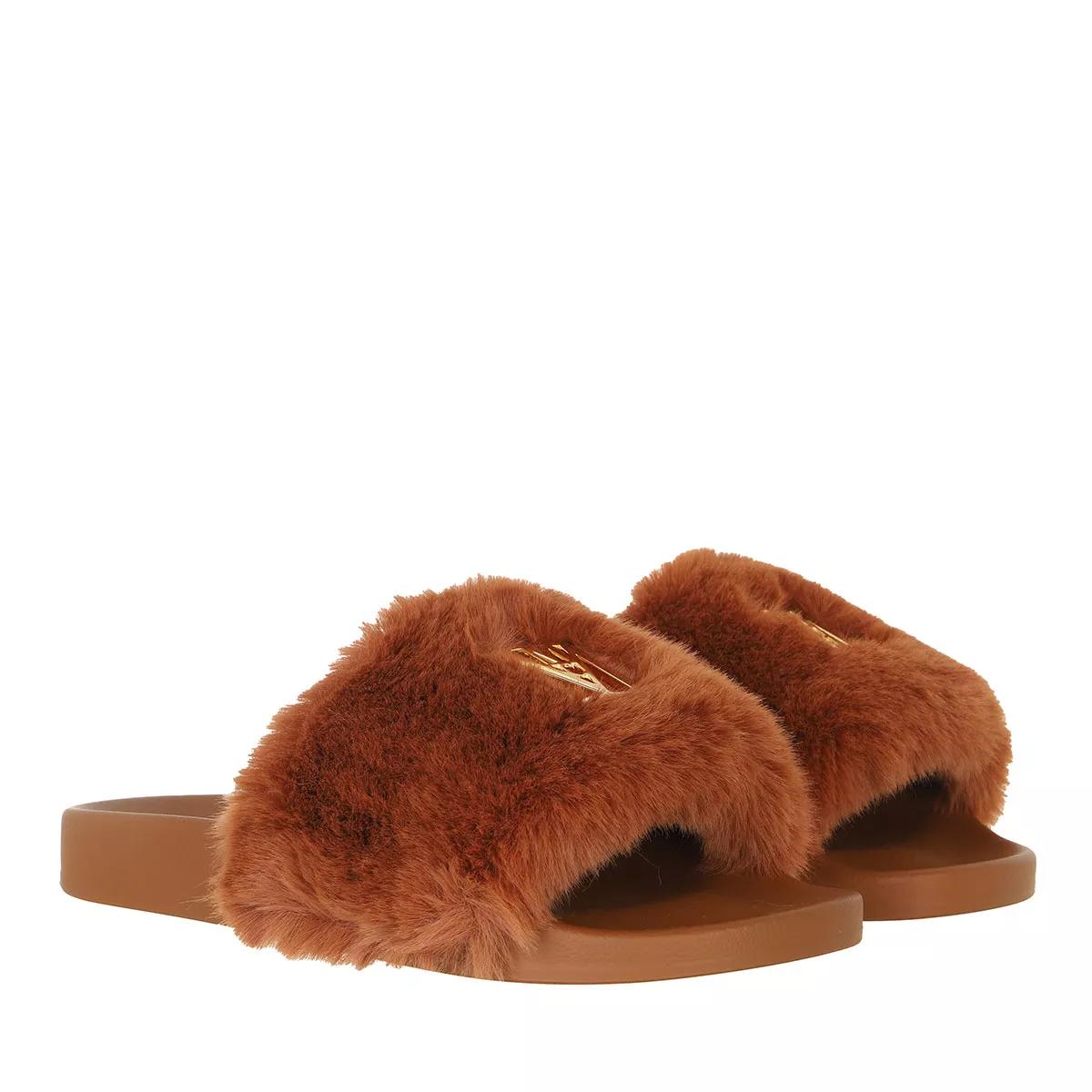 MCM W Faux Fur Slide Cognac Slide