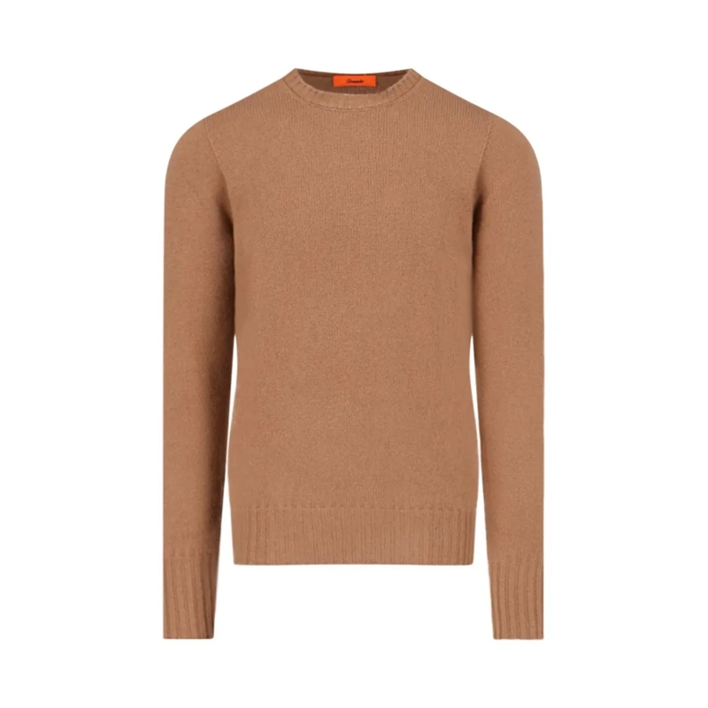 Drumohr Pull Crew Neck Sweater In Brown Wool Ribbed Trim Brown