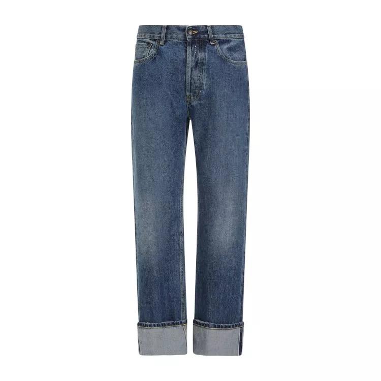 Alexander McQueen - Blue Washed Cotton Turn Up Jeans - Größe 52 - blue