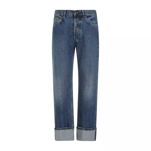 Alexander McQueen Blue Washed Cotton Turn Up Jeans Blue 