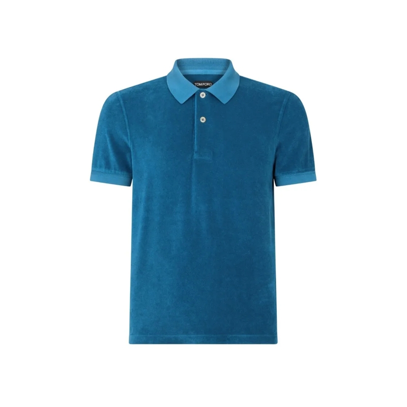 Tom Ford Polohemd Soft Cotton-Nylon Blend Polo Shirt Blue