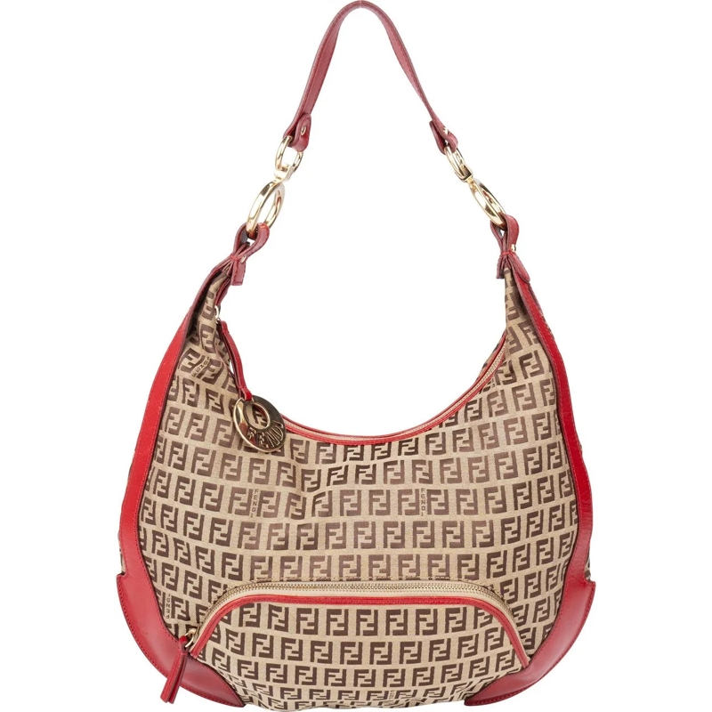 Fendi Schultertasche Fendi FF Monogram Zucca Handbag braun