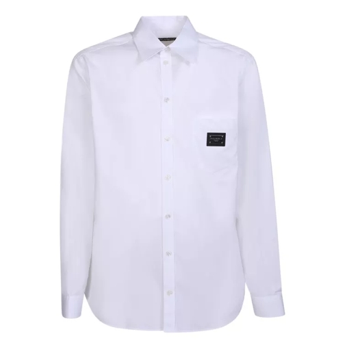 Dolce&Gabbana Logo Chest Patch White Shirt Neutrals 