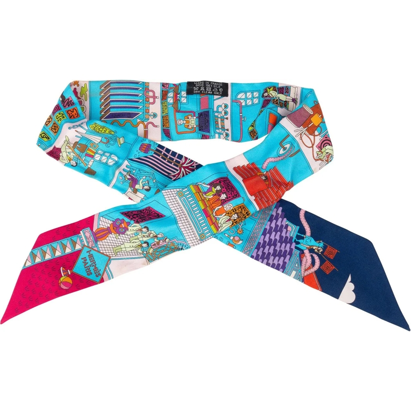 Hermès Wollschal Hermes Silk La Maison Twilly Scarf Tuch blau