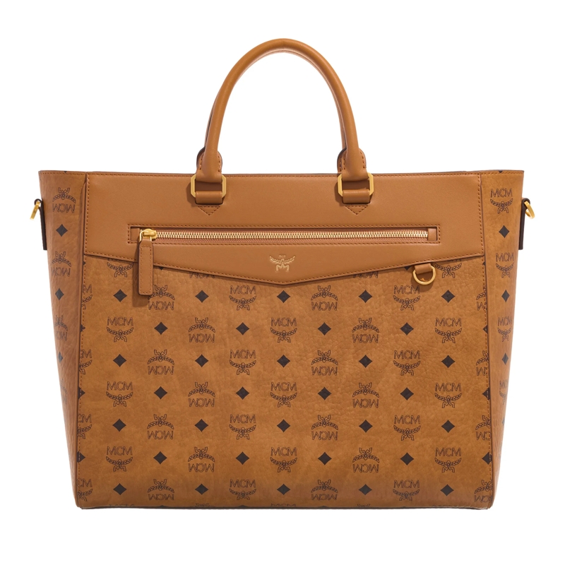 MCM Tote Diamond Vi Tote Lrg Co Cognac