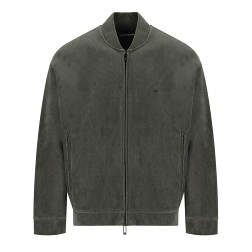 Emporio Armani  EMPORIO ARMANI GRÜNE GERIPPTE BOMBERJACKE grün