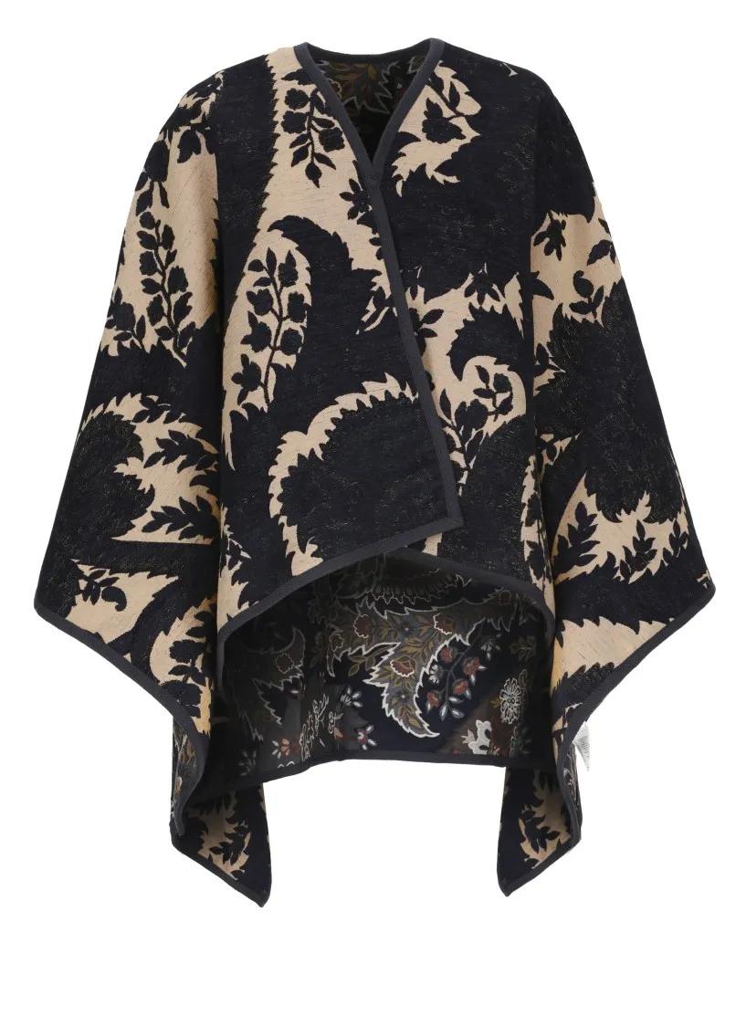 Etro - Reversible Poncho With Print - Größe ONE SIZE - schwarz