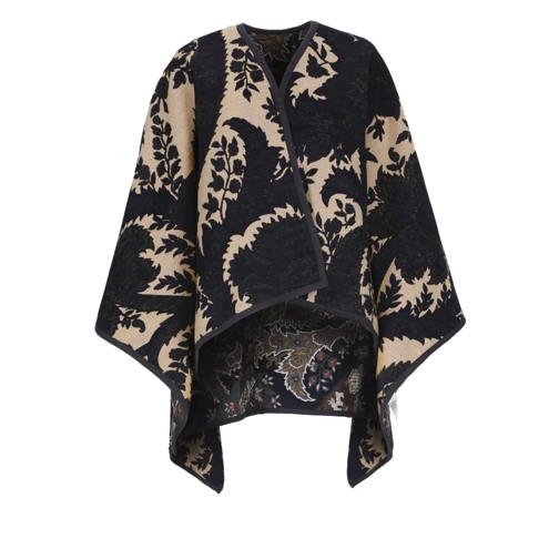 Etro Reversible Poncho With Print Black Cape