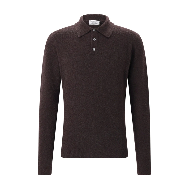 Roberto Collina Polo Pullover aus Kaschmir-Seiden-Mix braun