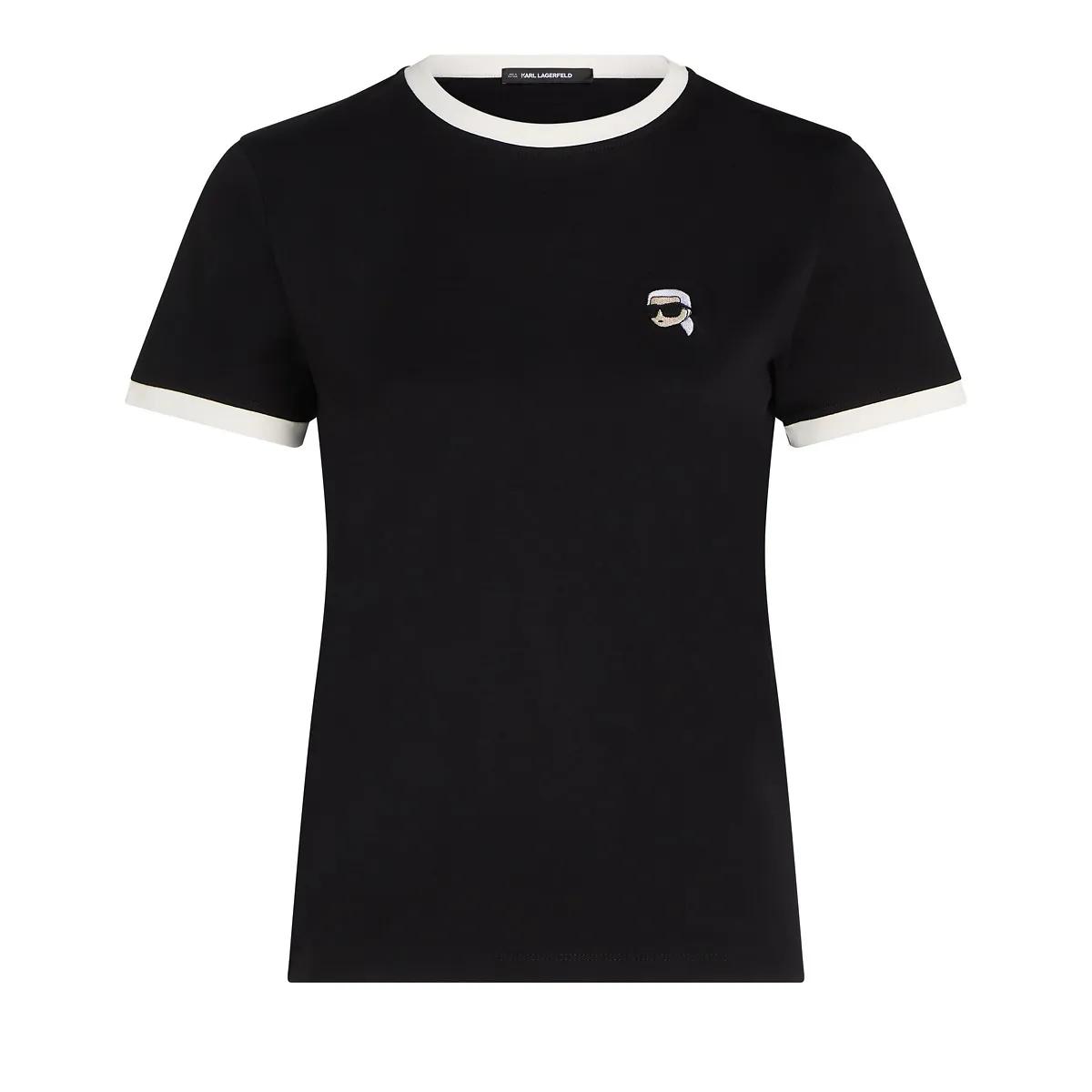 Thumbnail - Karl Lagerfeld - IKON T-SHIRT MIT KONTRASTIERENDER PASPELIERUNG - Größe XS - schwarz
