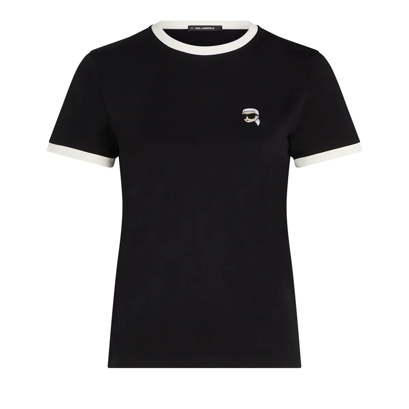 Karl Lagerfeld T-Shirt IKON T-SHIRT MIT KONTRASTIERENDER PASPELIERUNG schwarz