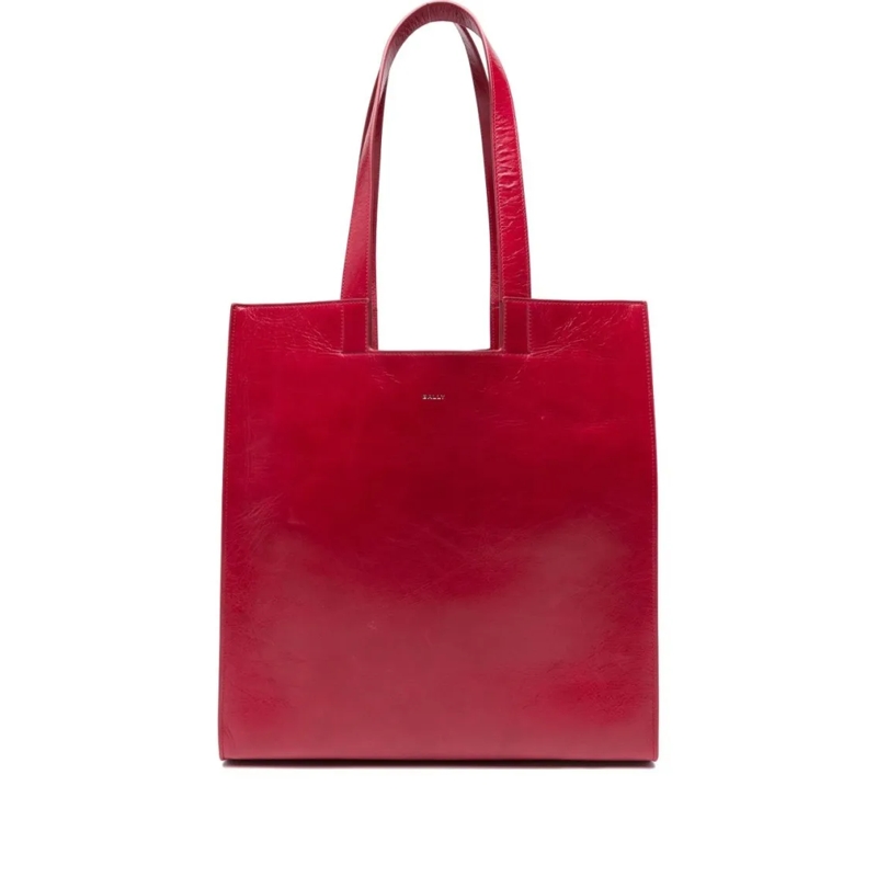 Bally Fourre-tout Structured Red Leather Tote With Logo Detail Red