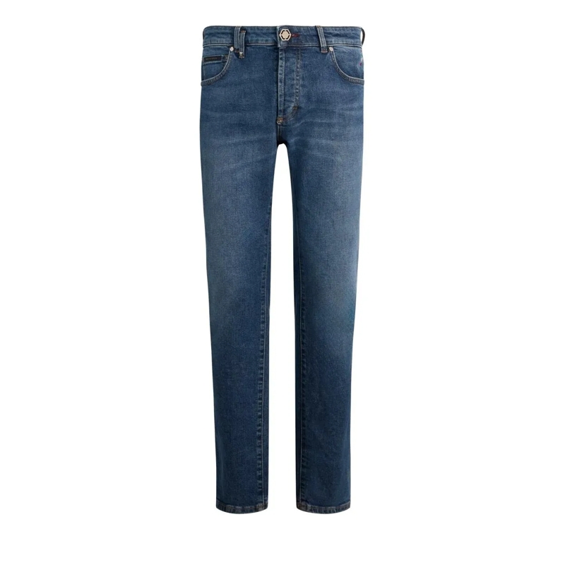 Philipp Plein Jeans mit geradem Bein Super Straight Cut Jeans Basic blau