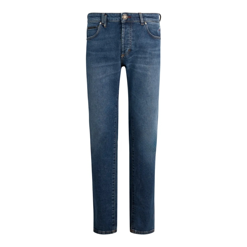 Philipp Plein Jeans mit geradem Bein Super Straight Cut Jeans Basic blau