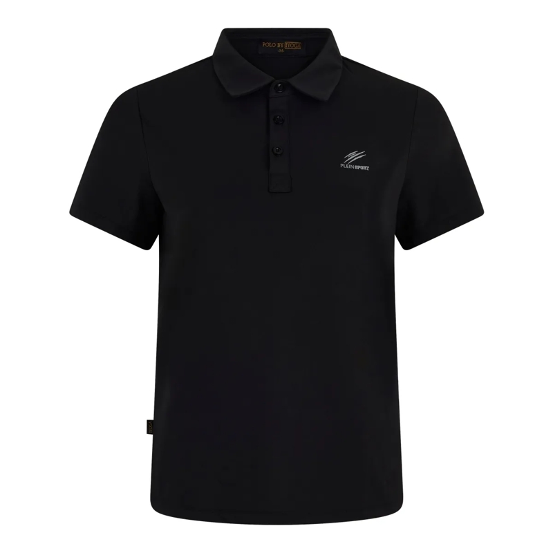 Plein Sport Top Pique Polo T-Shirt Reflective Scratch schwarz