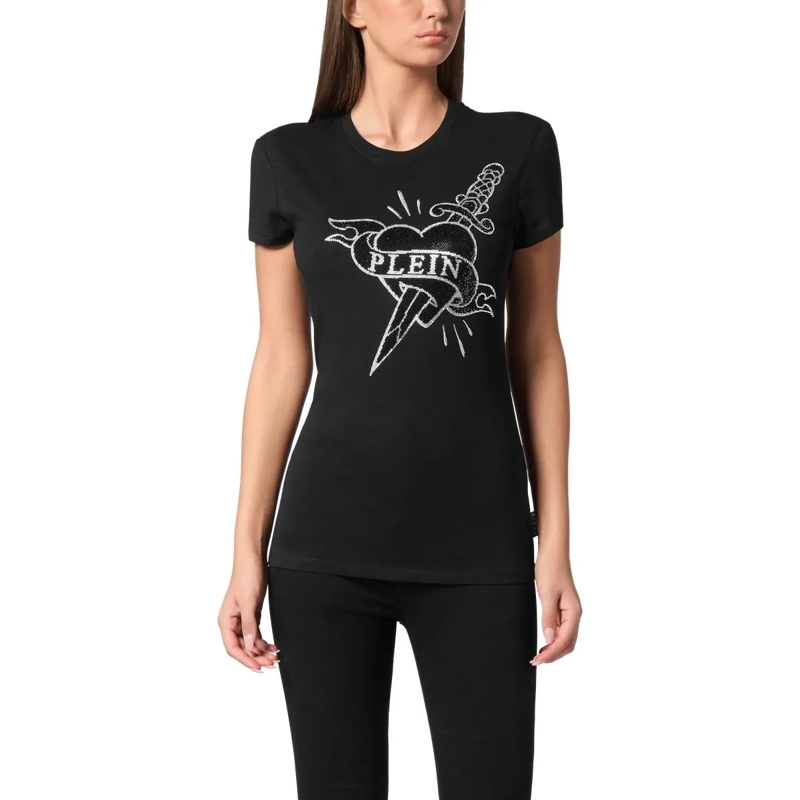 Philipp Plein T-Shirt T-Shirt Slim Fit Love Mit Schmucksteinen schwarz(Image 3)