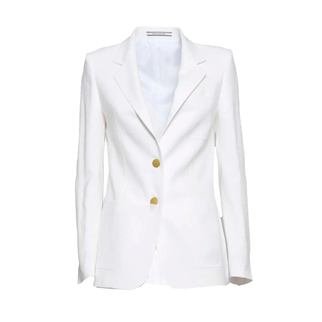 Thumbnail - Tagliatore - J-Parigi Single Breasted Jacket In White Viscose B - Größe 46 - weiß