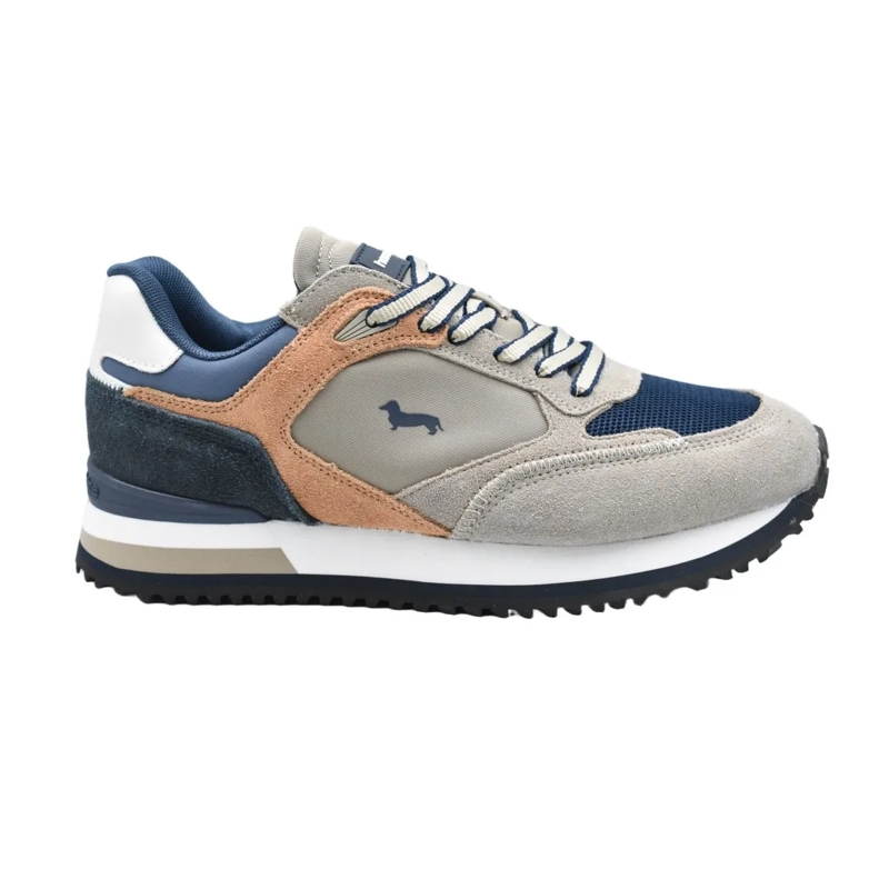 Harmont & Blaine Lage-top sneaker Beige And Navy Suede Panel Sneakers Grey