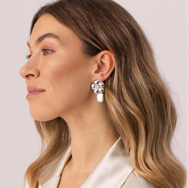 Purelei Ohrstecker Ohrringe Floral Pearly silber(Image 2)