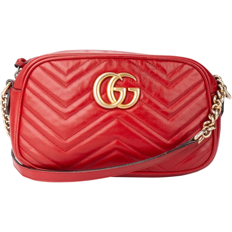 Gucci Schultertasche Gucci Rosso Leather Marmont Crossbody Bag mehrfarbig