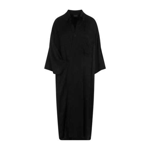 Balenciaga  Black Short Sleeves Wrap Dress Black