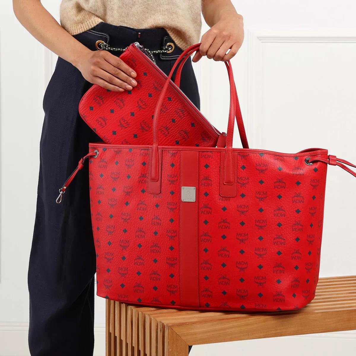 Red mcm shopper hot sale