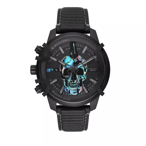 Diesel Griffed Chronograph Leather Watch Black Chronograph