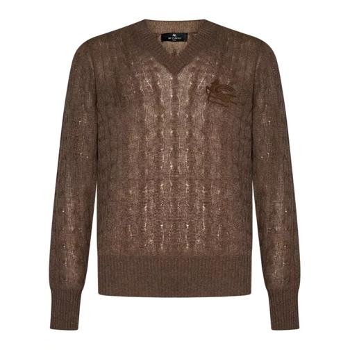 Etro Brown Cable-Knit Cashmere Sweater Brown Maglia in cachemire
