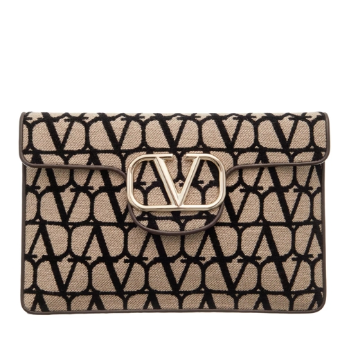 Valentino Garavani Pouch Locò Natural and Black Clutch