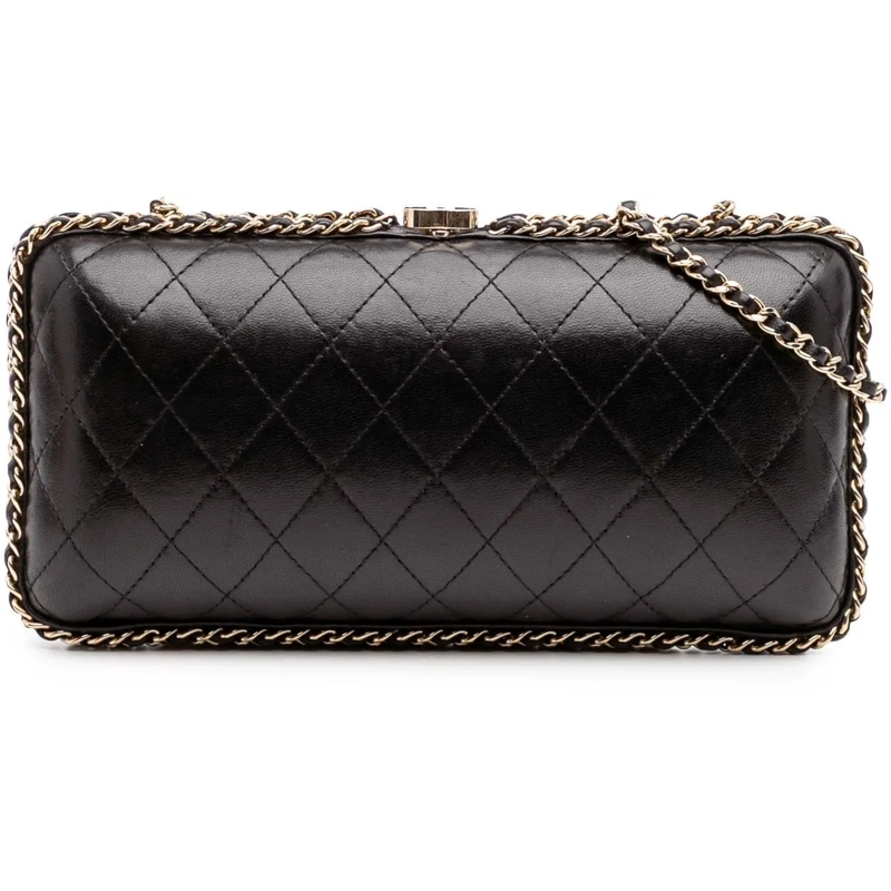 Chanel Sac à bandoulière Quilted Lambskin Chain Around Clutch schwarz