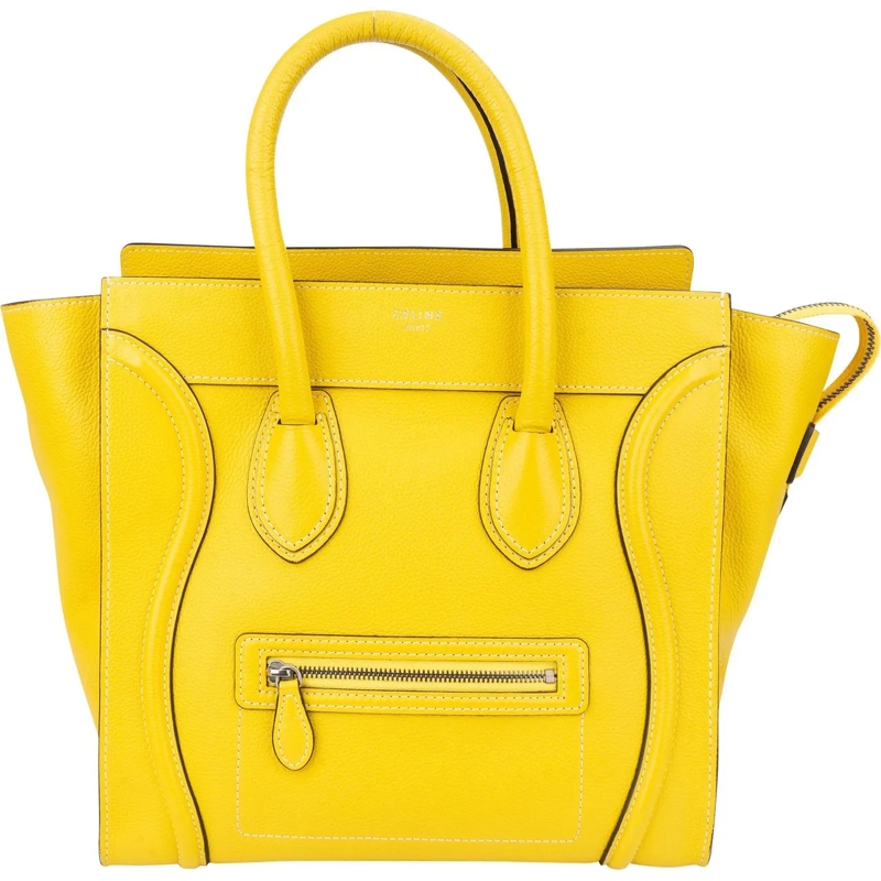 Celine Schultertasche Celine Yellow Leather Luggage Handbag gelb