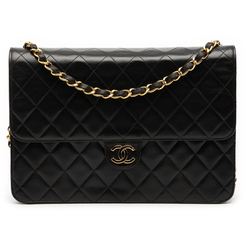 Chanel Schultertasche Medium CC Quilted Lambskin Single Flap schwarz