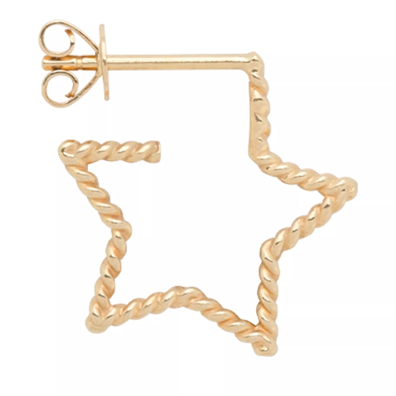 Anna + Nina Créoles Single Tangled Star Stud Earring 14K Gold