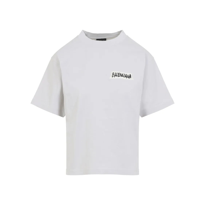 Balenciaga T-shirt Boxy-Fit Cotton T-Shirt With Minimalist Logos White
