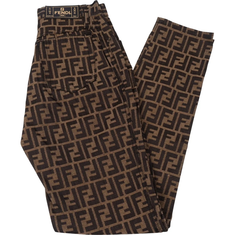 Fendi Jeans mit geradem Bein Fendi FF Monogram Women Jeans Pants (D 36 / IT 41) braun