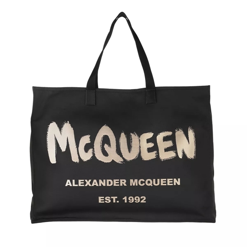 Alexander McQueen Tote Bag Black/Ivory Rymlig shoppingväska