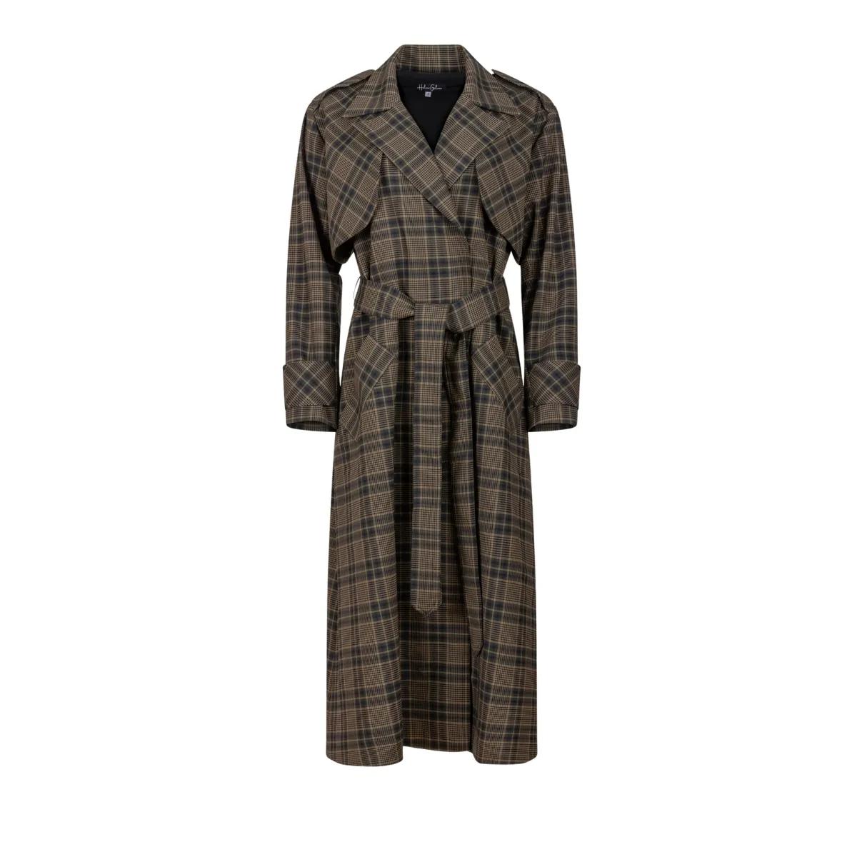 Thumbnail - Helene Galwas - Karierter Maxi Trenchcoat JARLA - Größe M - grün