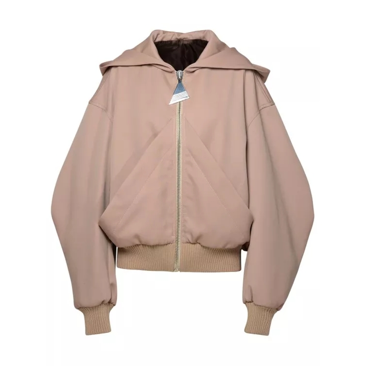 The Attico Beige Virgin Wool Bomber Jacket Pink