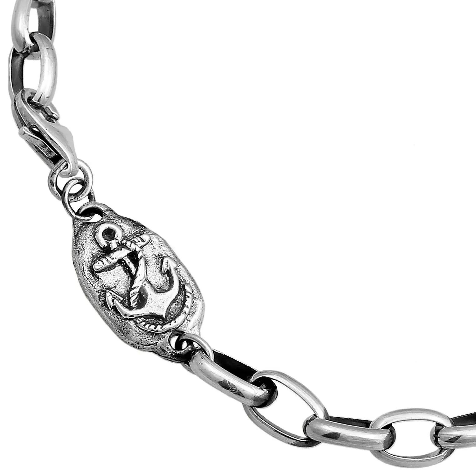 Thumbnail - Haze & Glory Armbänder - Armband Steadyfast Anker Maritim 925 Silber - Gr. 21 CM - in Schwarz - für Damen