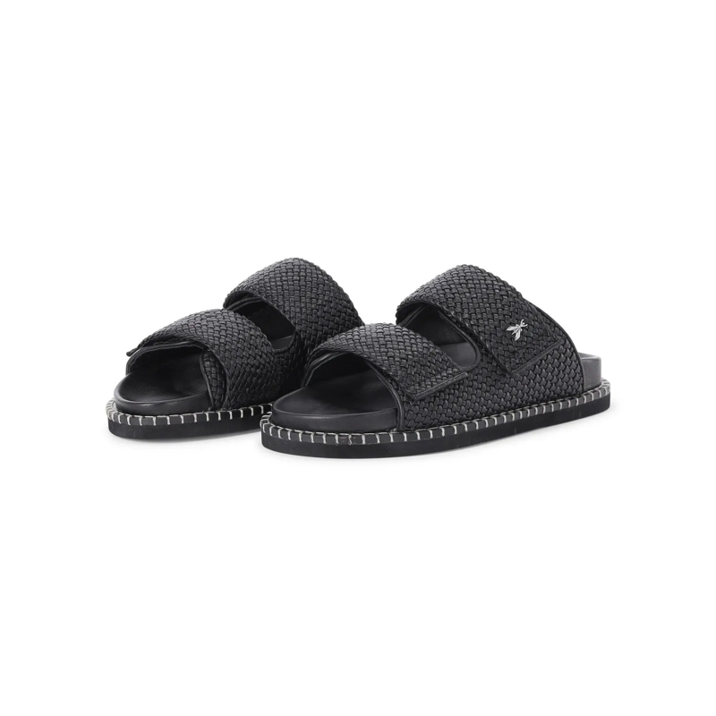 Patrizia Pepe Veterschoenen Geflochtene Sandalen aus Leder Schwarz