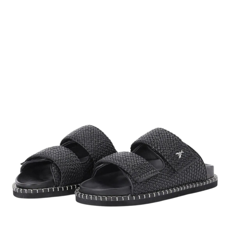 Patrizia Pepe Chaussures à lacets Geflochtene Sandalen aus Leder Schwarz