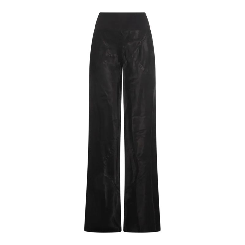 Rick Owens  Wide-Leg Trousers With High Ribbed Waistband Black
