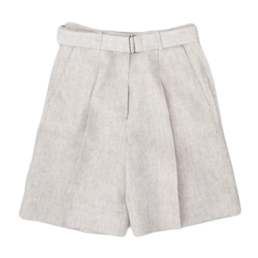 ショートパンツ Officine Generale High-Waisted Beige Shorts With Permanent Officine Generale High-Waisted Beige Shorts With Permanent