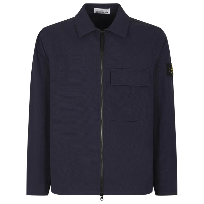 Stone Island Hemd Heren Full Zip overshirt Blauw blau