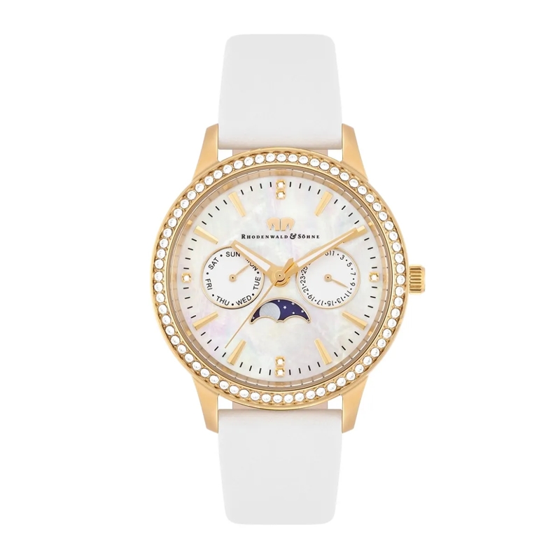 Rhodenwald & Söhne Automatikuhr Damen Armbanduhr Amidala Echtleder gold
